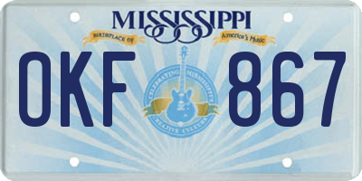MS license plate OKF867