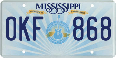 MS license plate OKF868