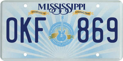 MS license plate OKF869
