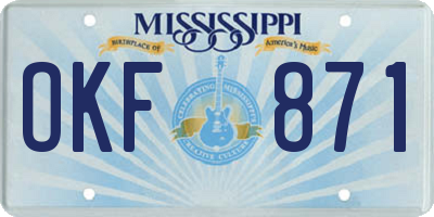 MS license plate OKF871