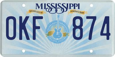MS license plate OKF874
