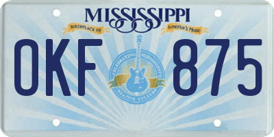 MS license plate OKF875