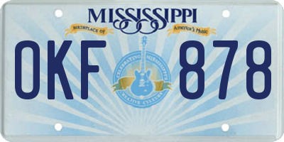 MS license plate OKF878