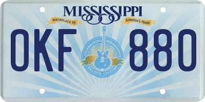 MS license plate OKF880