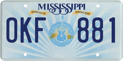 MS license plate OKF881