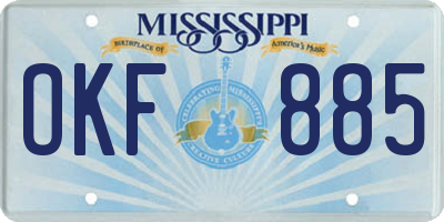 MS license plate OKF885