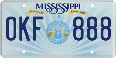 MS license plate OKF888