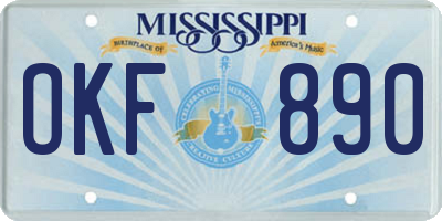 MS license plate OKF890