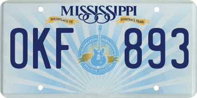 MS license plate OKF893