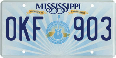 MS license plate OKF903