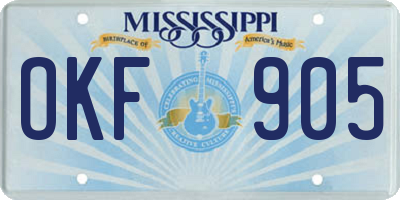 MS license plate OKF905
