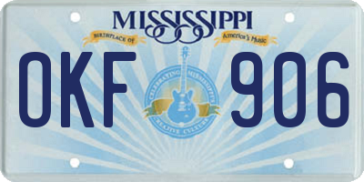 MS license plate OKF906