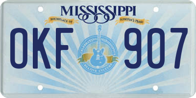 MS license plate OKF907