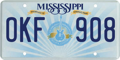 MS license plate OKF908