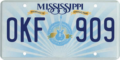 MS license plate OKF909