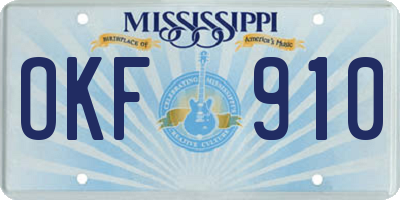 MS license plate OKF910