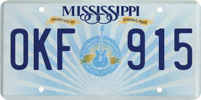 MS license plate OKF915