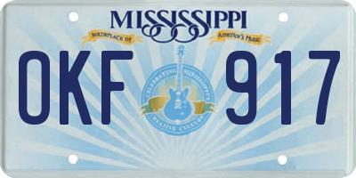 MS license plate OKF917