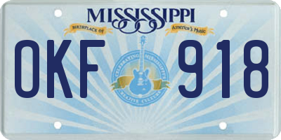 MS license plate OKF918