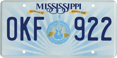 MS license plate OKF922