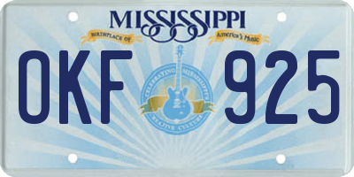MS license plate OKF925