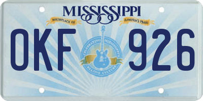 MS license plate OKF926