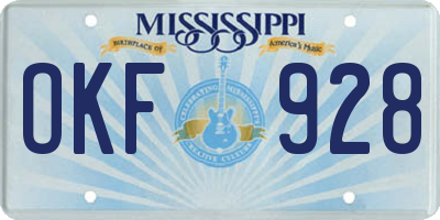 MS license plate OKF928