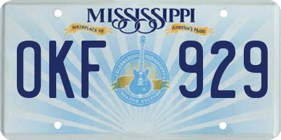MS license plate OKF929