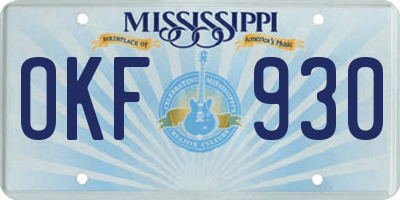 MS license plate OKF930