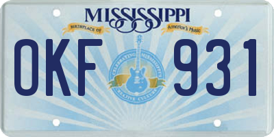 MS license plate OKF931