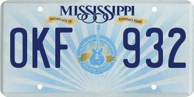 MS license plate OKF932