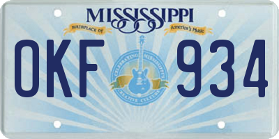 MS license plate OKF934