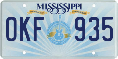 MS license plate OKF935