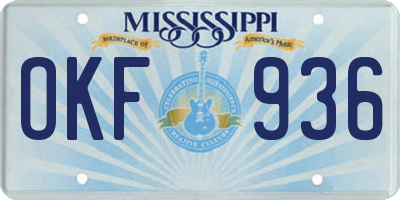 MS license plate OKF936