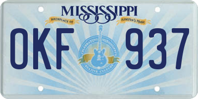 MS license plate OKF937