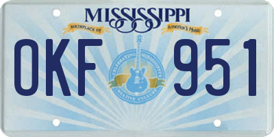 MS license plate OKF951
