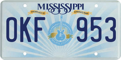 MS license plate OKF953