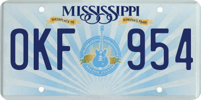 MS license plate OKF954