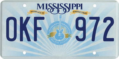 MS license plate OKF972