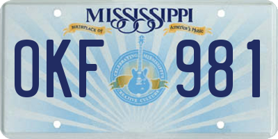 MS license plate OKF981