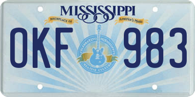 MS license plate OKF983