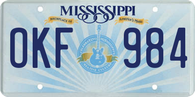 MS license plate OKF984