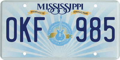 MS license plate OKF985