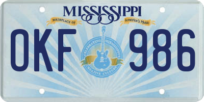 MS license plate OKF986