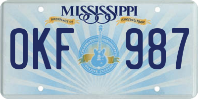 MS license plate OKF987