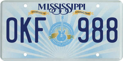MS license plate OKF988