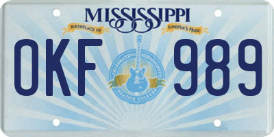 MS license plate OKF989