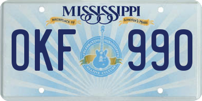 MS license plate OKF990