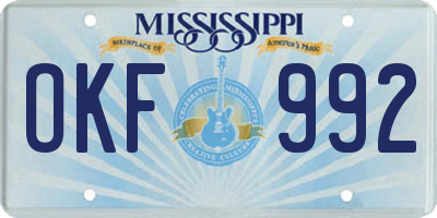 MS license plate OKF992