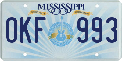 MS license plate OKF993
